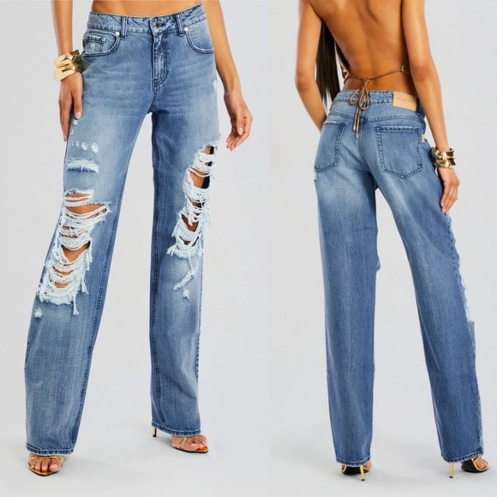 Retrofete Chris Distressed Blue Tall Low Rise Jeans 23